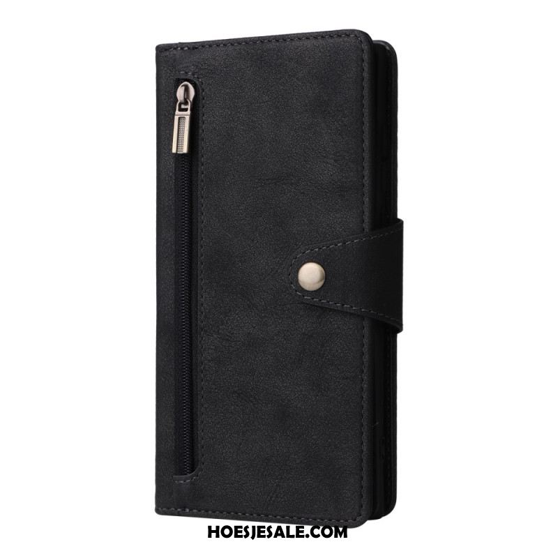 Bescherming Hoesje Samsung Galaxy S25 Ultra 5g Suède-effect Portemonnee Met Riem