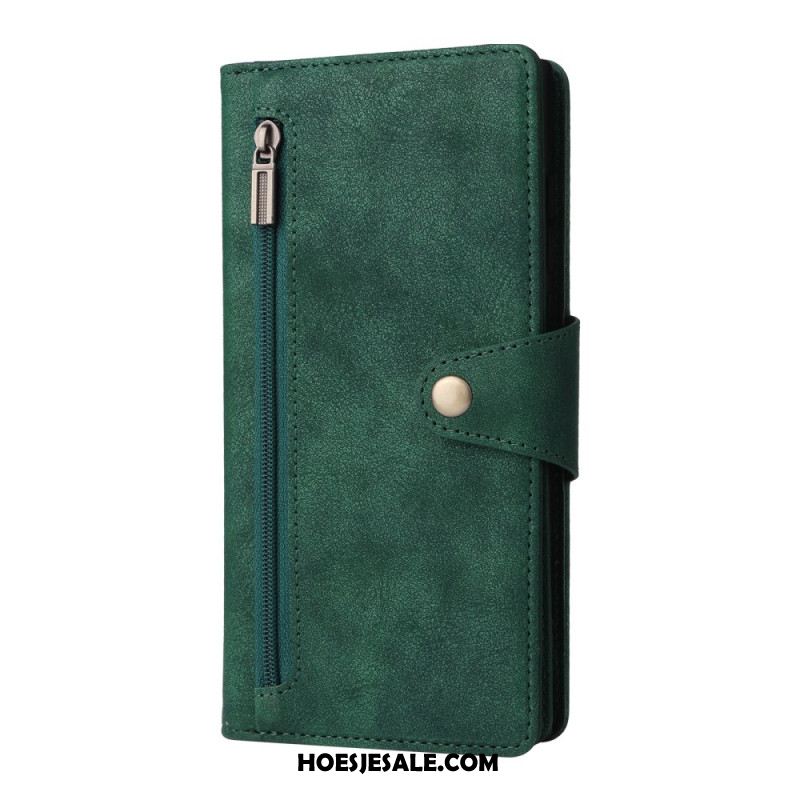 Bescherming Hoesje Samsung Galaxy S25 Ultra 5g Suède-effect Portemonnee Met Riem