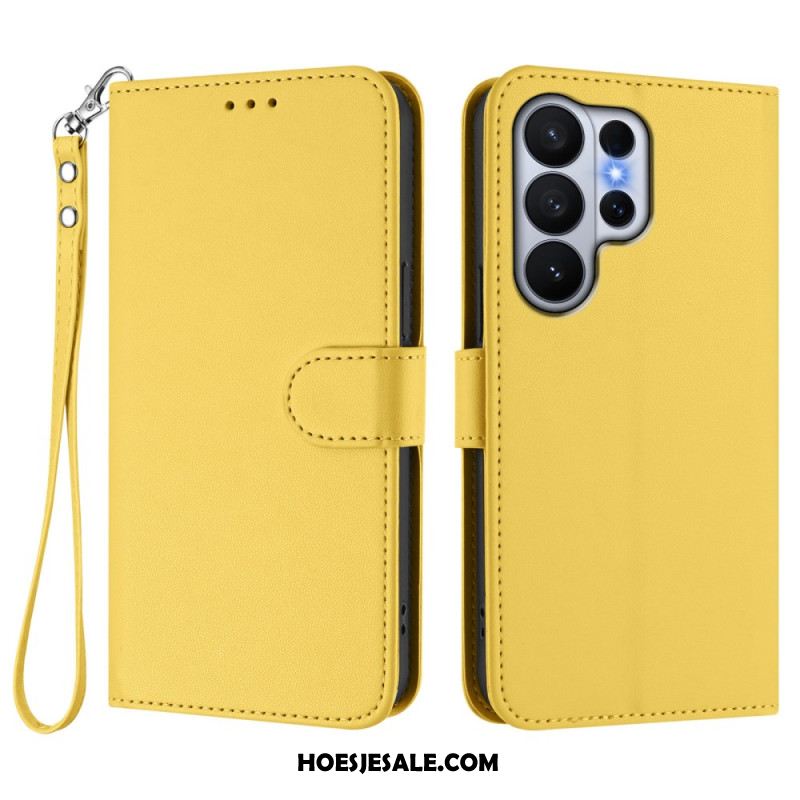 Bescherming Hoesje Samsung Galaxy S26 Ultra Effen Leerlook Met Riempje