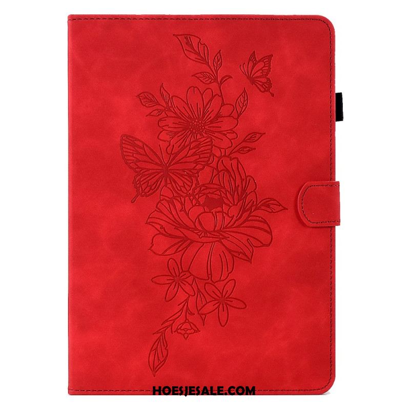 Bescherming Hoesje Samsung Galaxy Tab S11 Suède Bloem- En Vlindereffect