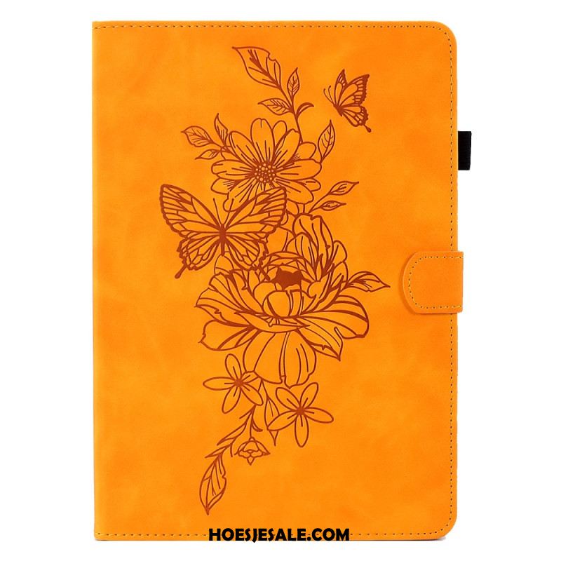 Bescherming Hoesje Samsung Galaxy Tab S11 Suède Bloem- En Vlindereffect