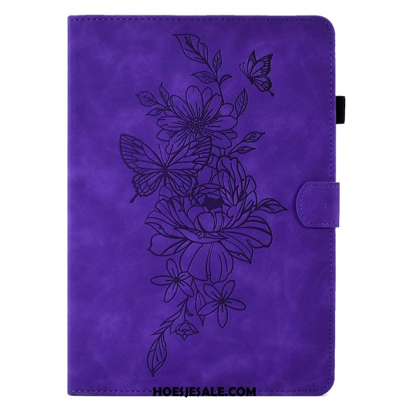 Bescherming Hoesje Samsung Galaxy Tab S11 Suède Bloem- En Vlindereffect