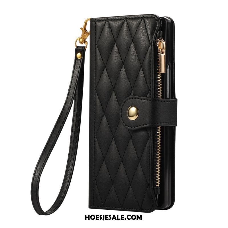 Bescherming Hoesje Samsung Galaxy Z Fold 7 Gewatteerd Met Riempje