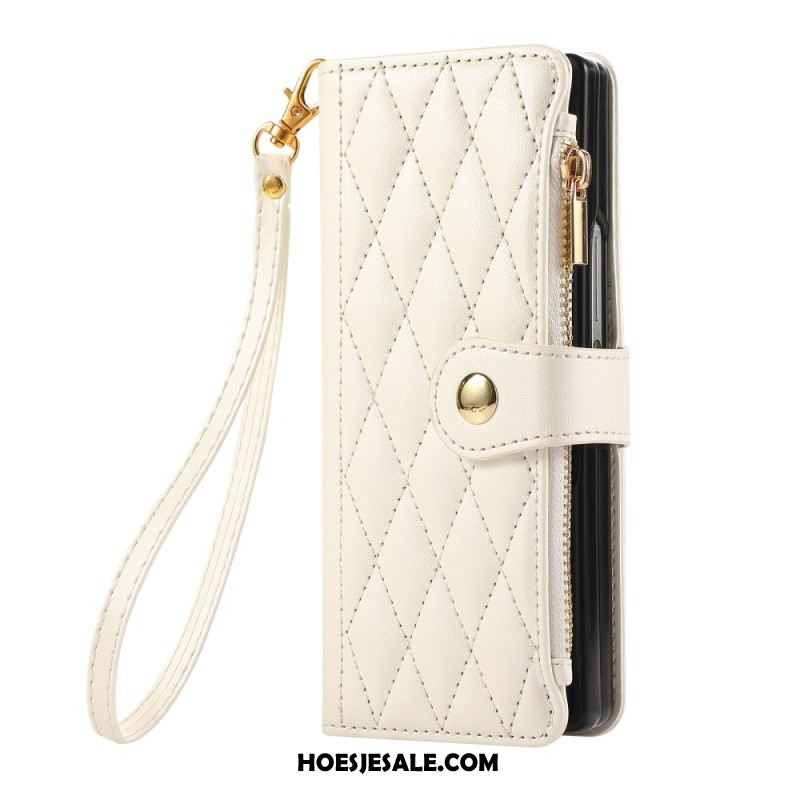 Bescherming Hoesje Samsung Galaxy Z Fold 7 Gewatteerd Met Riempje