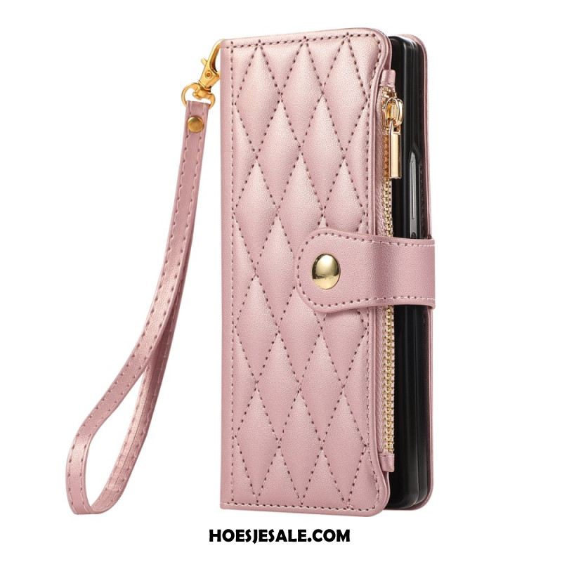 Bescherming Hoesje Samsung Galaxy Z Fold 7 Gewatteerd Met Riempje