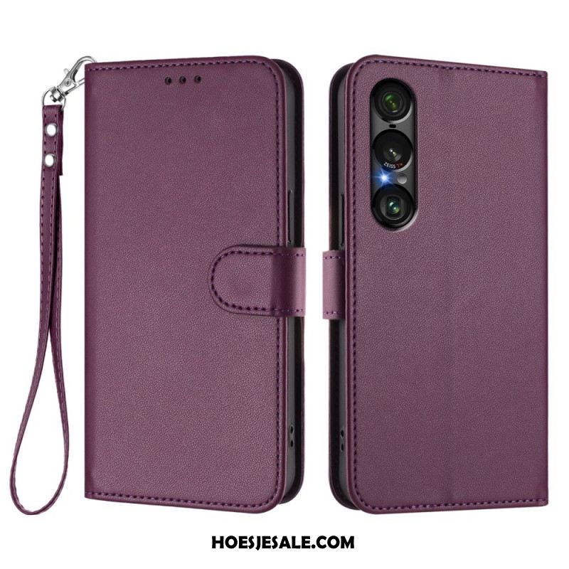 Bescherming Hoesje Sony Xperia 1 Vii Lederlook Met Koord