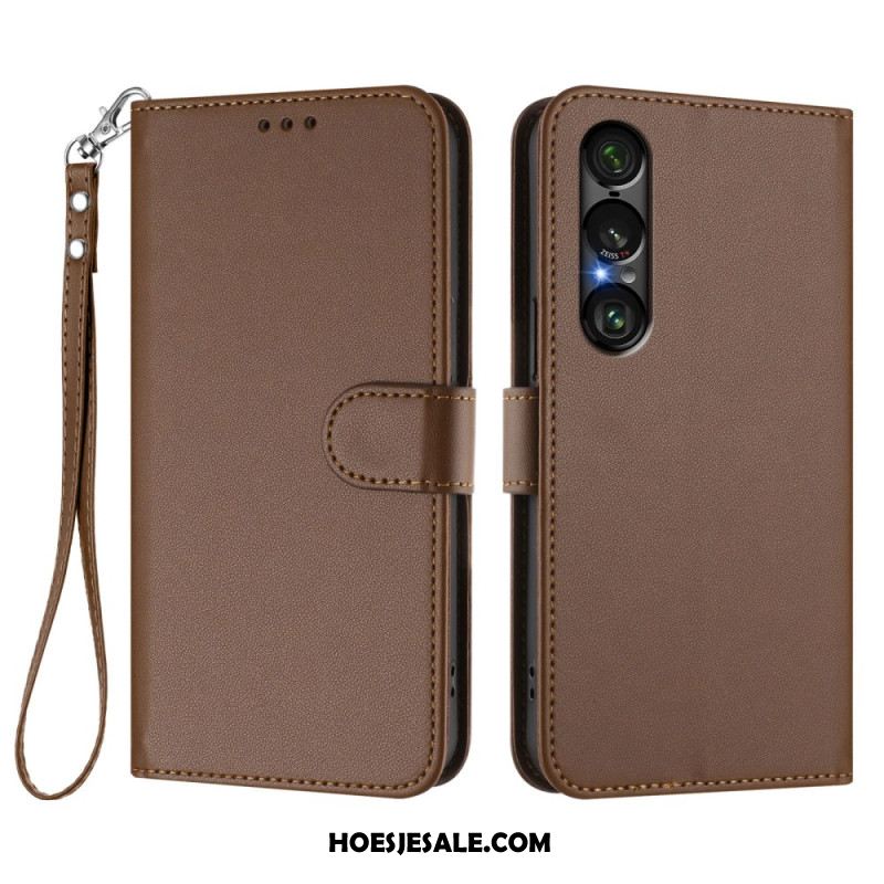 Bescherming Hoesje Sony Xperia 1 Vii Lederlook Met Koord