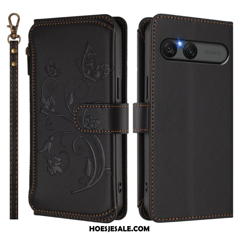 Bescherming Hoesje Sony Xperia 10 Vii Rfid-portemonnee Met Bloemenprint