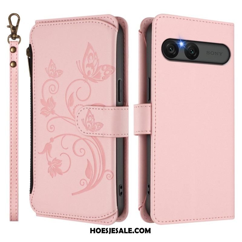 Bescherming Hoesje Sony Xperia 10 Vii Rfid-portemonnee Met Bloemenprint