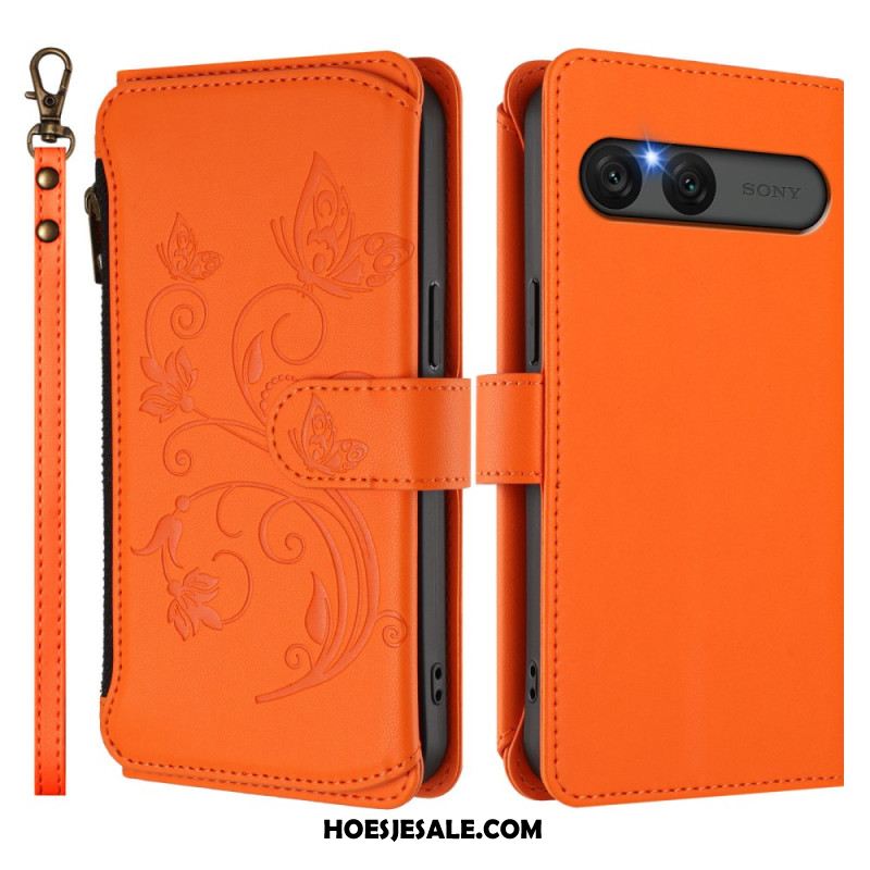 Bescherming Hoesje Sony Xperia 10 Vii Rfid-portemonnee Met Bloemenprint