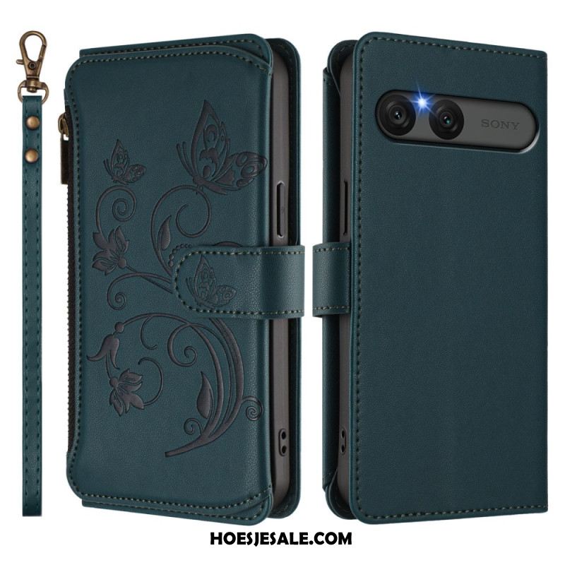 Bescherming Hoesje Sony Xperia 10 Vii Rfid-portemonnee Met Bloemenprint