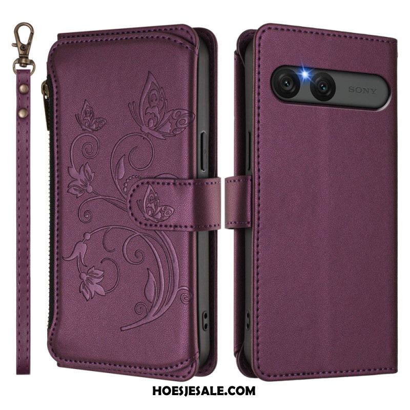 Bescherming Hoesje Sony Xperia 10 Vii Rfid-portemonnee Met Bloemenprint