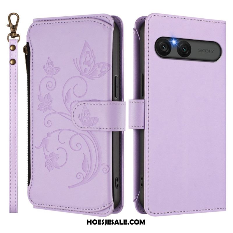 Bescherming Hoesje Sony Xperia 10 Vii Rfid-portemonnee Met Bloemenprint