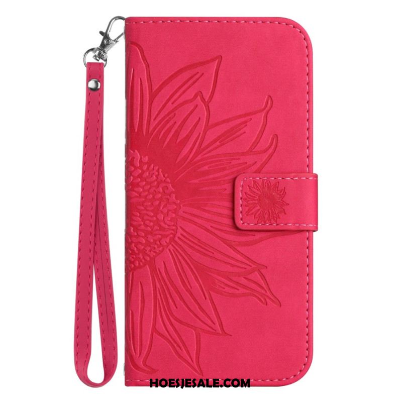 Bescherming Hoesje Xiaomi Redmi Note 14 5g Zonnebloemprint Met Bandje