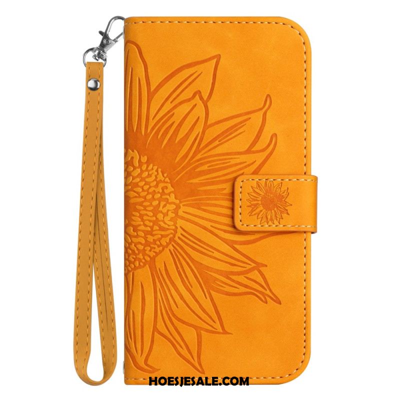 Bescherming Hoesje Xiaomi Redmi Note 14 5g Zonnebloemprint Met Bandje