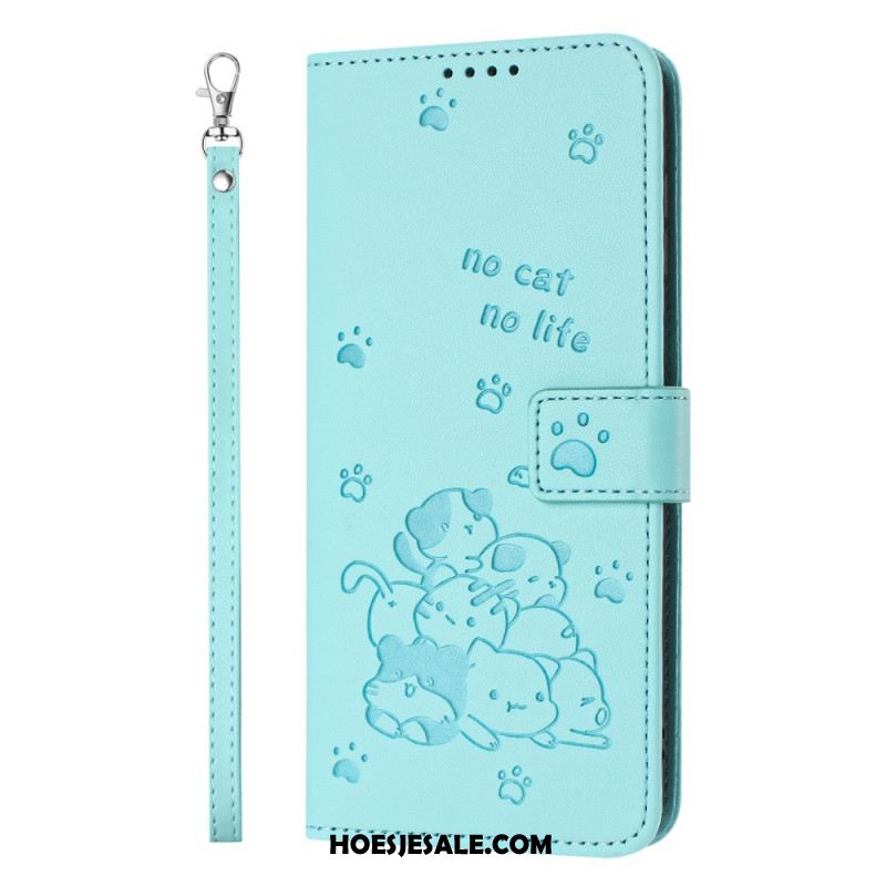 Bescherming Hoesje Xiaomi Redmi Note 14 Pro 5g Kattenscène Met Bandje