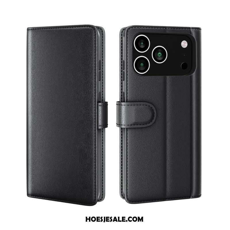 Bescherming Hoesje iPhone 17 Pro Max Portemonnee Van Echt Leer