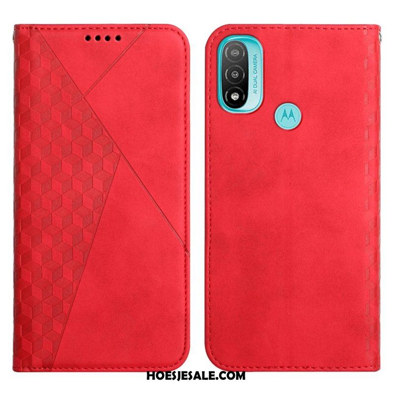 Bescherming Hoesje voor Moto E40 / E30 / E20 Folio-hoesje Geo Leereffect