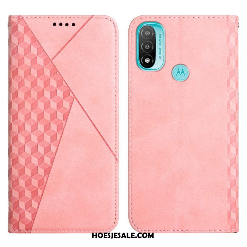 Bescherming Hoesje voor Moto E40 / E30 / E20 Folio-hoesje Geo Leereffect