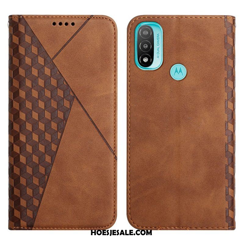 Bescherming Hoesje voor Moto E40 / E30 / E20 Folio-hoesje Geo Leereffect