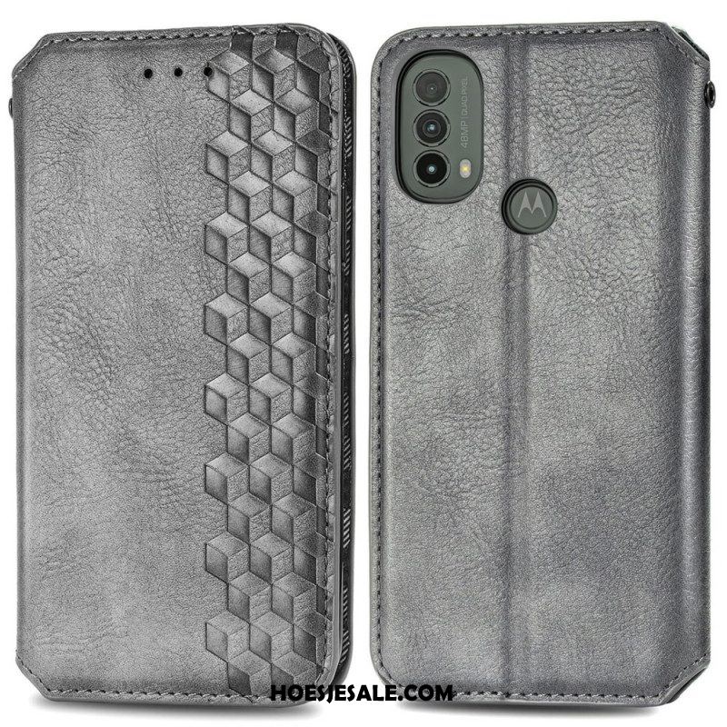 Bescherming Hoesje voor Moto E40 / E30 / E20 Folio-hoesje Leereffect Diamanttextuur