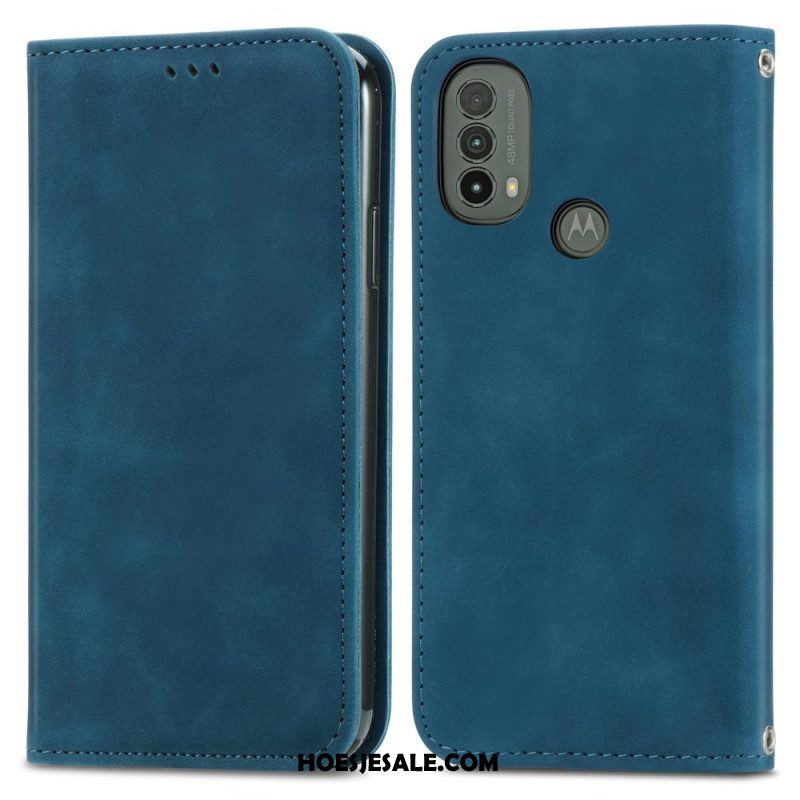 Bescherming Hoesje voor Moto E40 / E30 / E20 Folio-hoesje Skin-touch-ontwerp