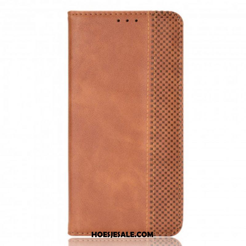 Bescherming Hoesje voor Moto G100 Folio-hoesje Gestileerd Vintage Leereffect