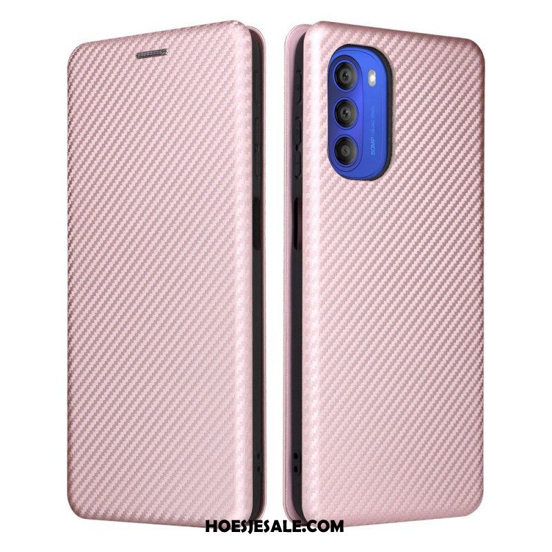 Bescherming Hoesje voor Moto G51 5G Folio-hoesje Gekleurde Koolstofsilicone