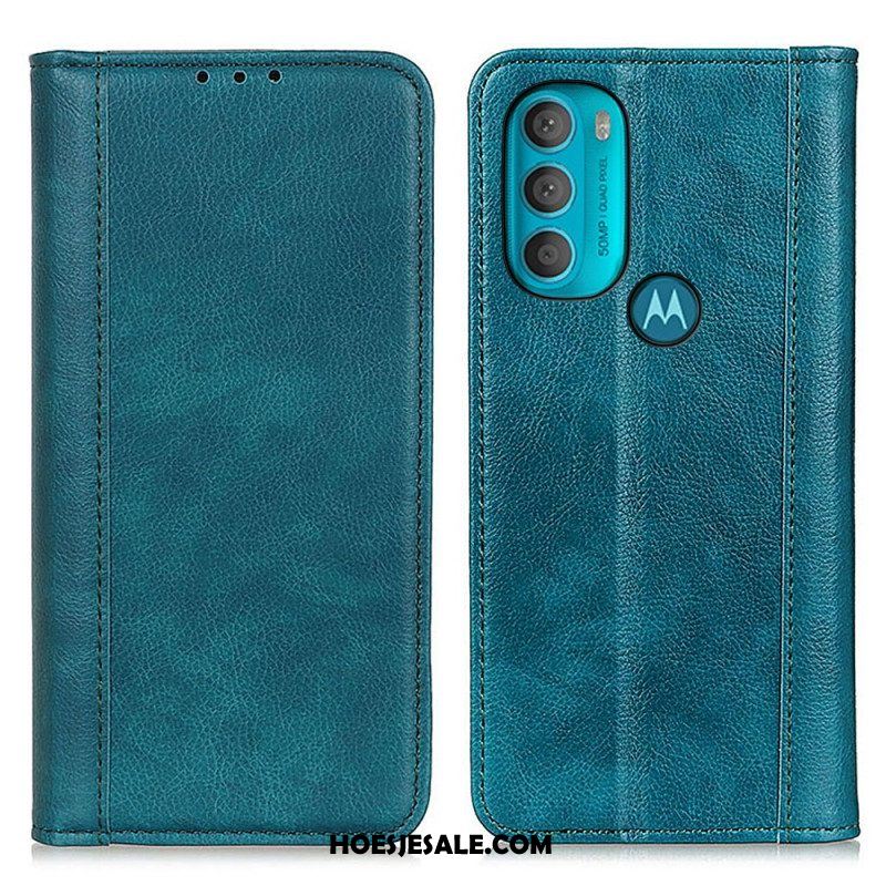 Bescherming Hoesje voor Moto G71 5G Folio-hoesje Elegantie Split Litchi Leer