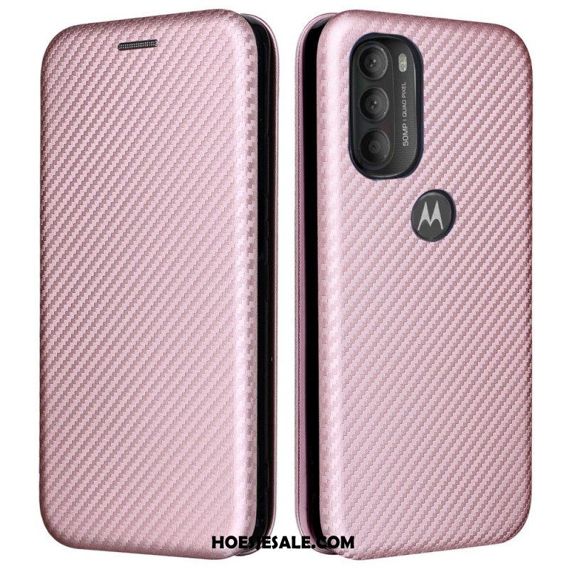 Bescherming Hoesje voor Moto G71 5G Folio-hoesje Gekleurde Koolstofsilicone