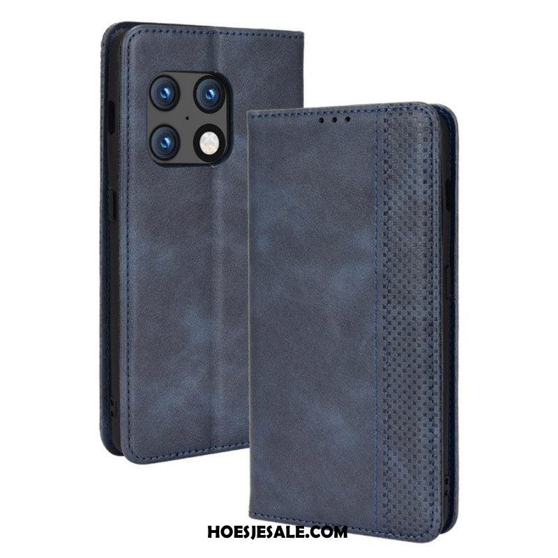 Bescherming Hoesje voor OnePlus 10 Pro 5G Folio-hoesje Gestileerd Vintage Leereffect