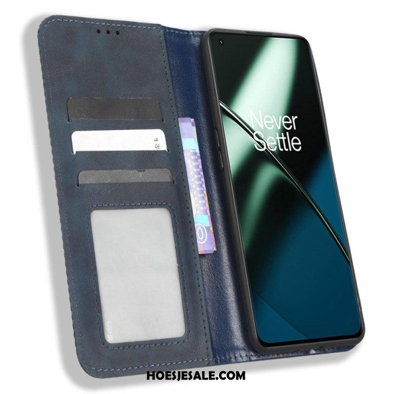 Bescherming Hoesje voor OnePlus 11 5G Folio-hoesje Gestileerde Lederen Stijl