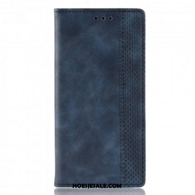 Bescherming Hoesje voor Oppo A15 Folio-hoesje Gestileerd Vintage Leereffect