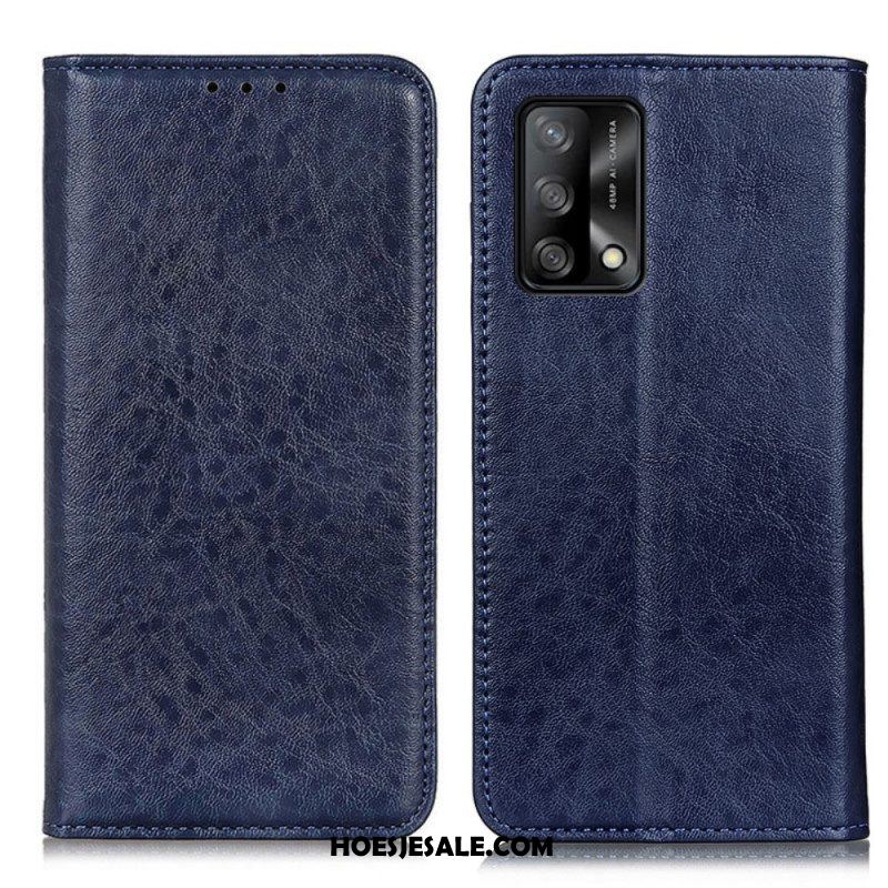 Bescherming Hoesje voor Oppo A74 4G Folio-hoesje Leer Textuur