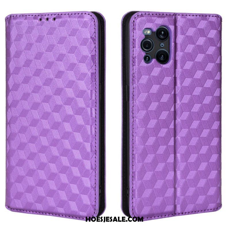 Bescherming Hoesje voor Oppo Find X3 Pro Folio-hoesje Diamant Leereffect