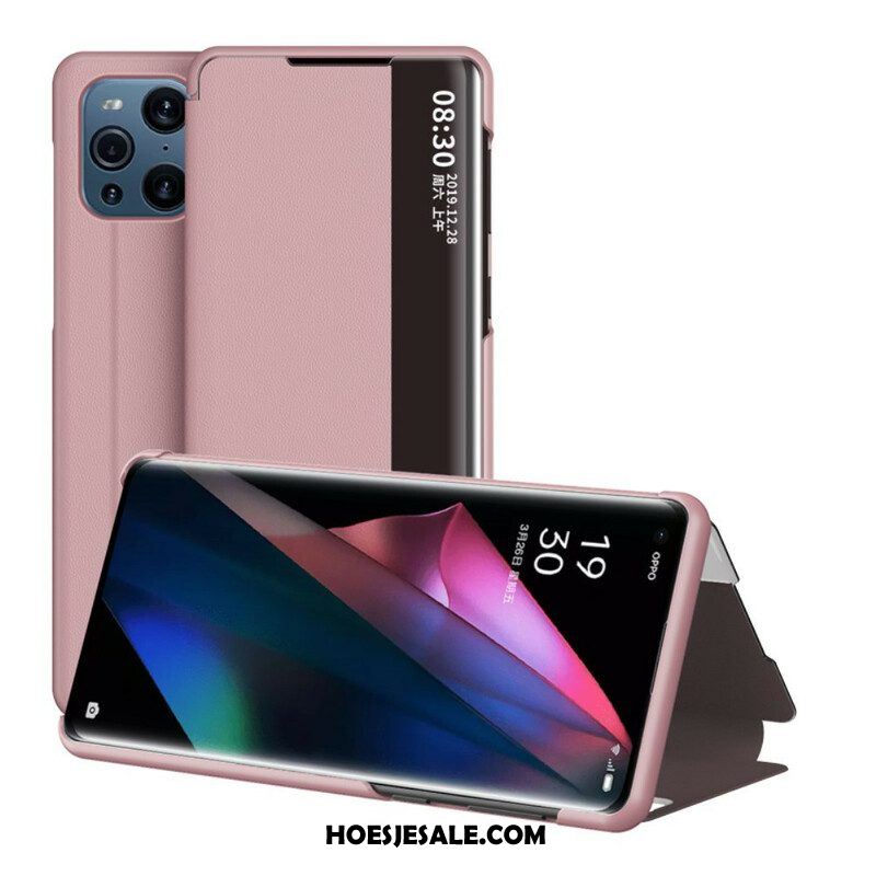 Bescherming Hoesje voor Oppo Find X3 Pro Getextureerd Kunstleer