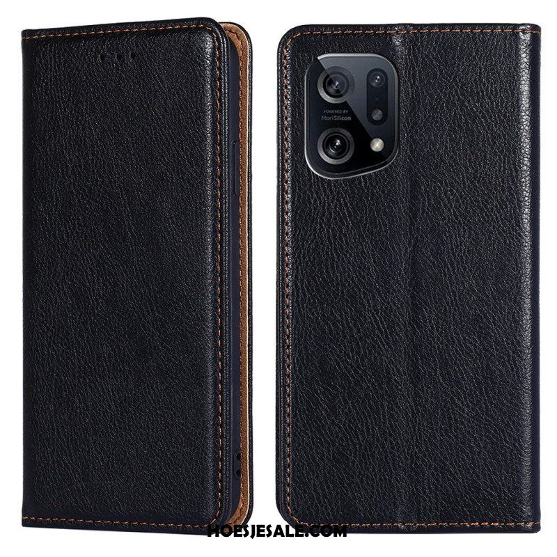 Bescherming Hoesje voor Oppo Find X5 Folio-hoesje Effen Kleur