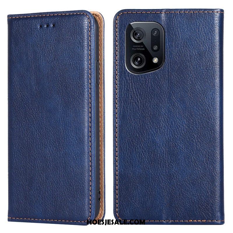 Bescherming Hoesje voor Oppo Find X5 Folio-hoesje Effen Kleur