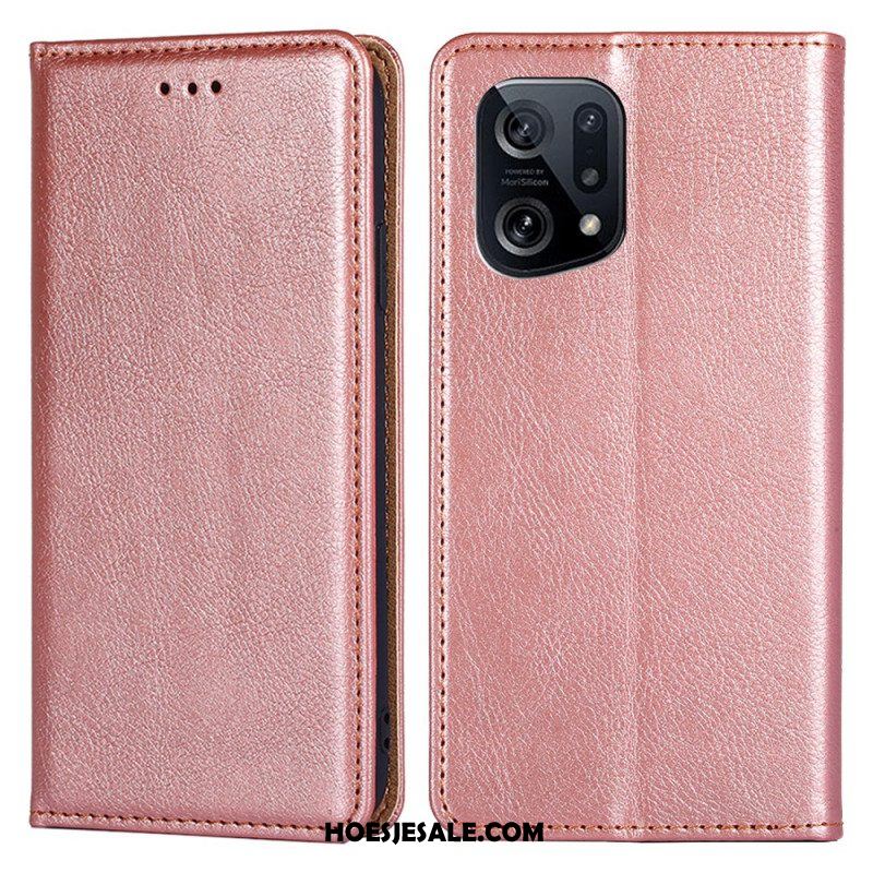 Bescherming Hoesje voor Oppo Find X5 Folio-hoesje Effen Kleur