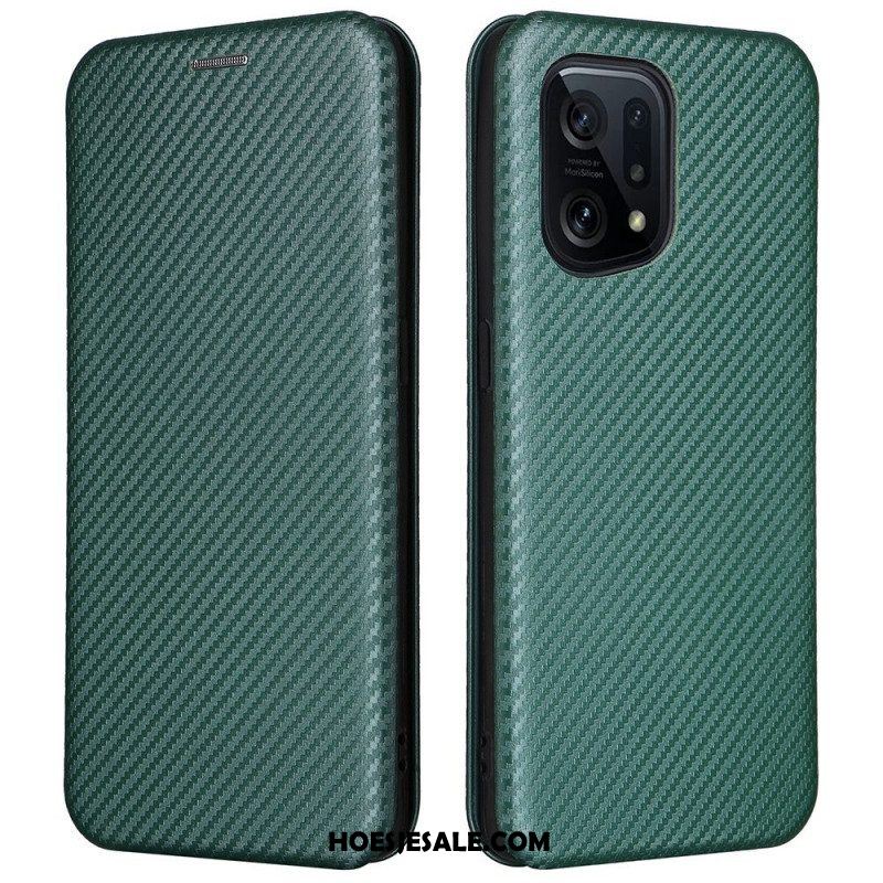 Bescherming Hoesje voor Oppo Find X5 Folio-hoesje Koolstofvezel