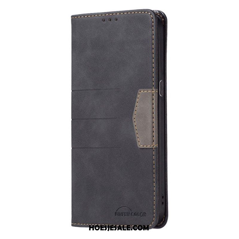 Bescherming Hoesje voor Oppo Find X5 Lite Folio-hoesje Binfen Kleur Leer Stijl