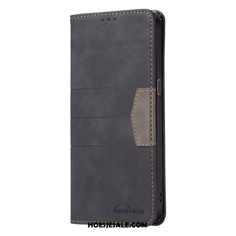 Bescherming Hoesje voor Oppo Find X5 Lite Folio-hoesje Binfen Kleur Leer Stijl