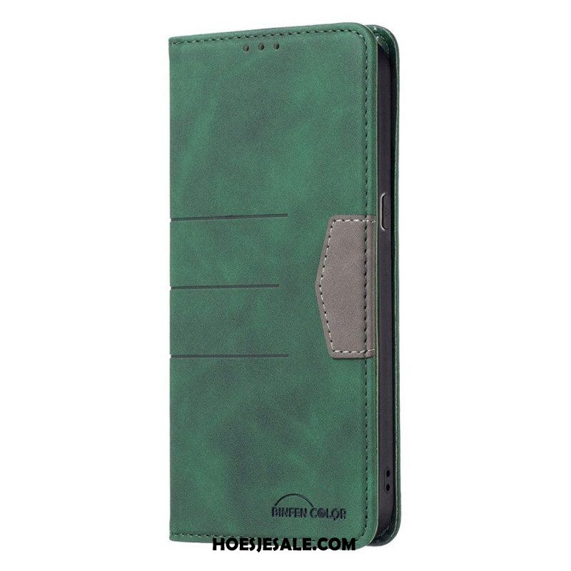 Bescherming Hoesje voor Oppo Find X5 Lite Folio-hoesje Binfen Kleur Leer Stijl