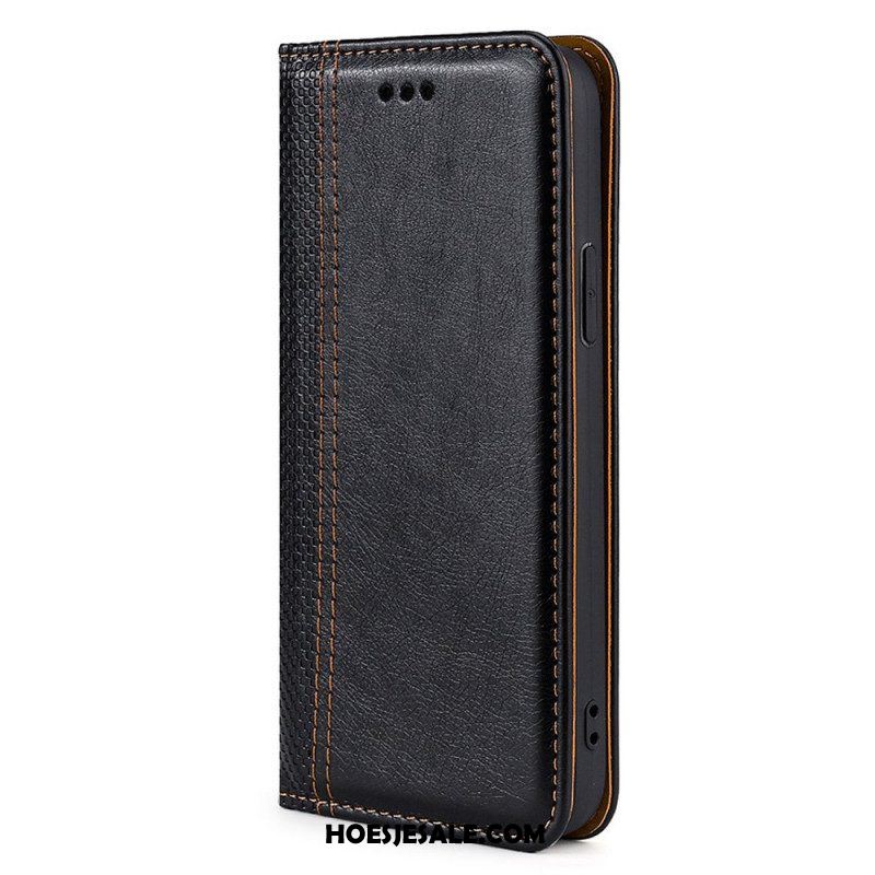 Bescherming Hoesje voor Oppo Find X5 Lite Folio-hoesje Litchi Split Lederen Stiksels