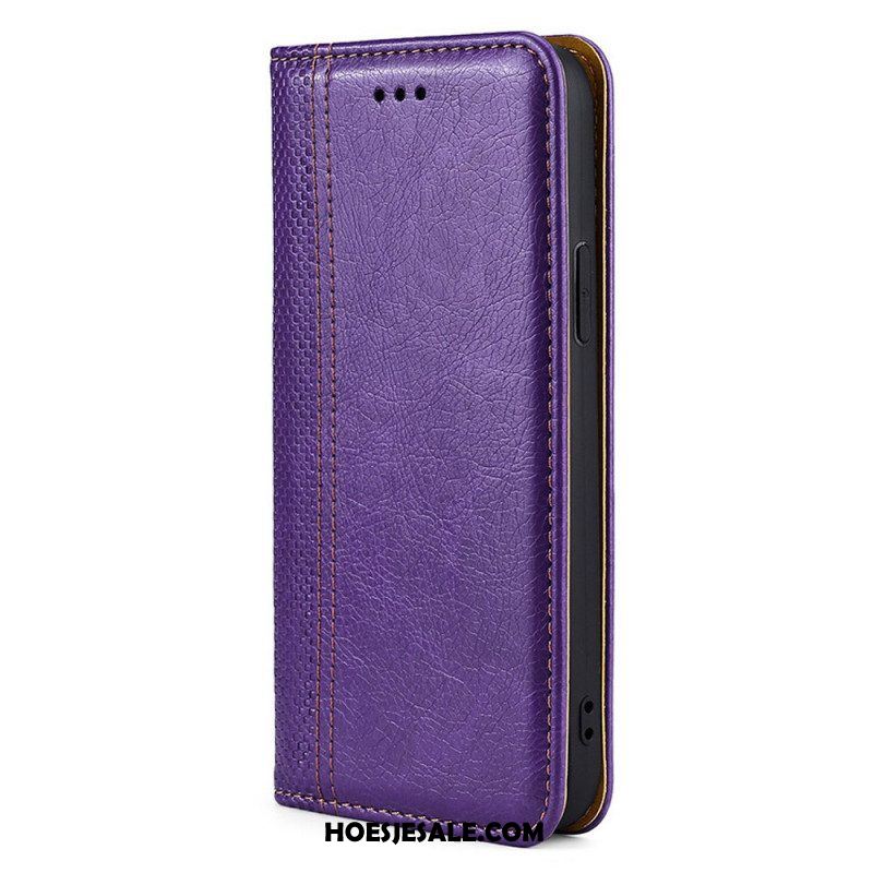 Bescherming Hoesje voor Oppo Find X5 Lite Folio-hoesje Litchi Split Lederen Stiksels