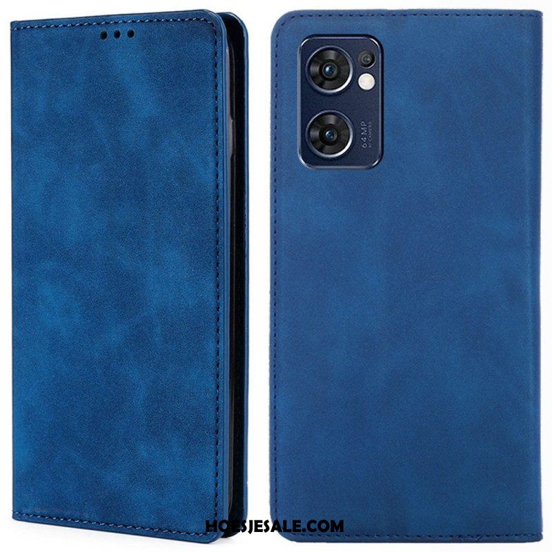 Bescherming Hoesje voor Oppo Find X5 Lite Folio-hoesje Skin-touch Leereffect