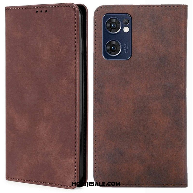 Bescherming Hoesje voor Oppo Find X5 Lite Folio-hoesje Skin-touch Leereffect