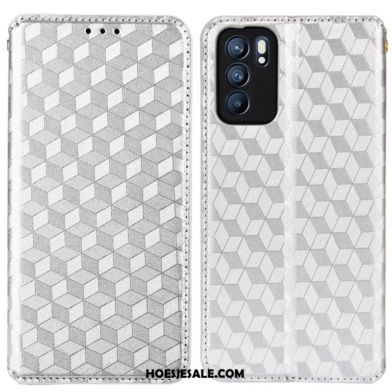 Bescherming Hoesje voor Oppo Reno 6 5G Folio-hoesje 3d Diamant Leereffect