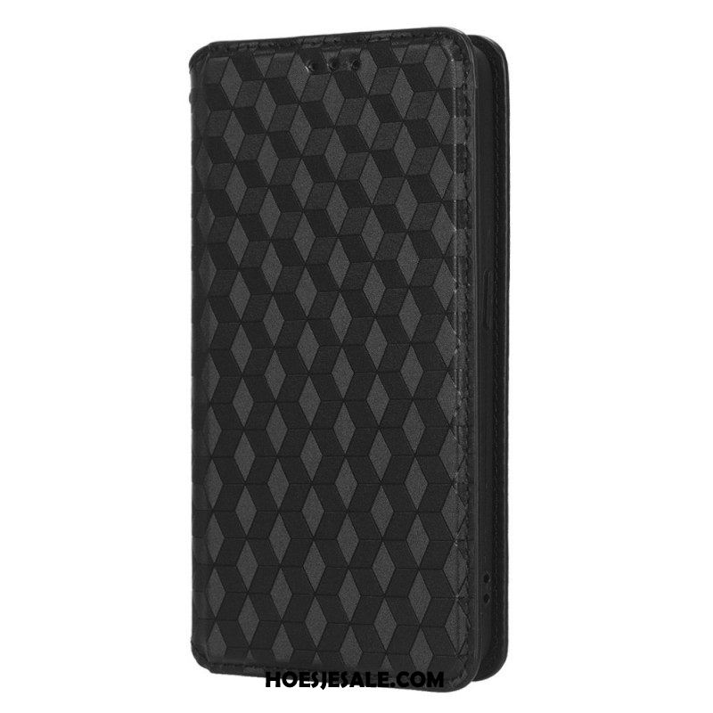 Bescherming Hoesje voor Oppo Reno 8 Folio-hoesje 3d Kubus Leereffect