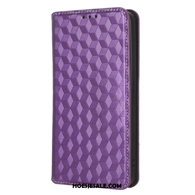 Bescherming Hoesje voor Oppo Reno 8 Folio-hoesje 3d Kubus Leereffect